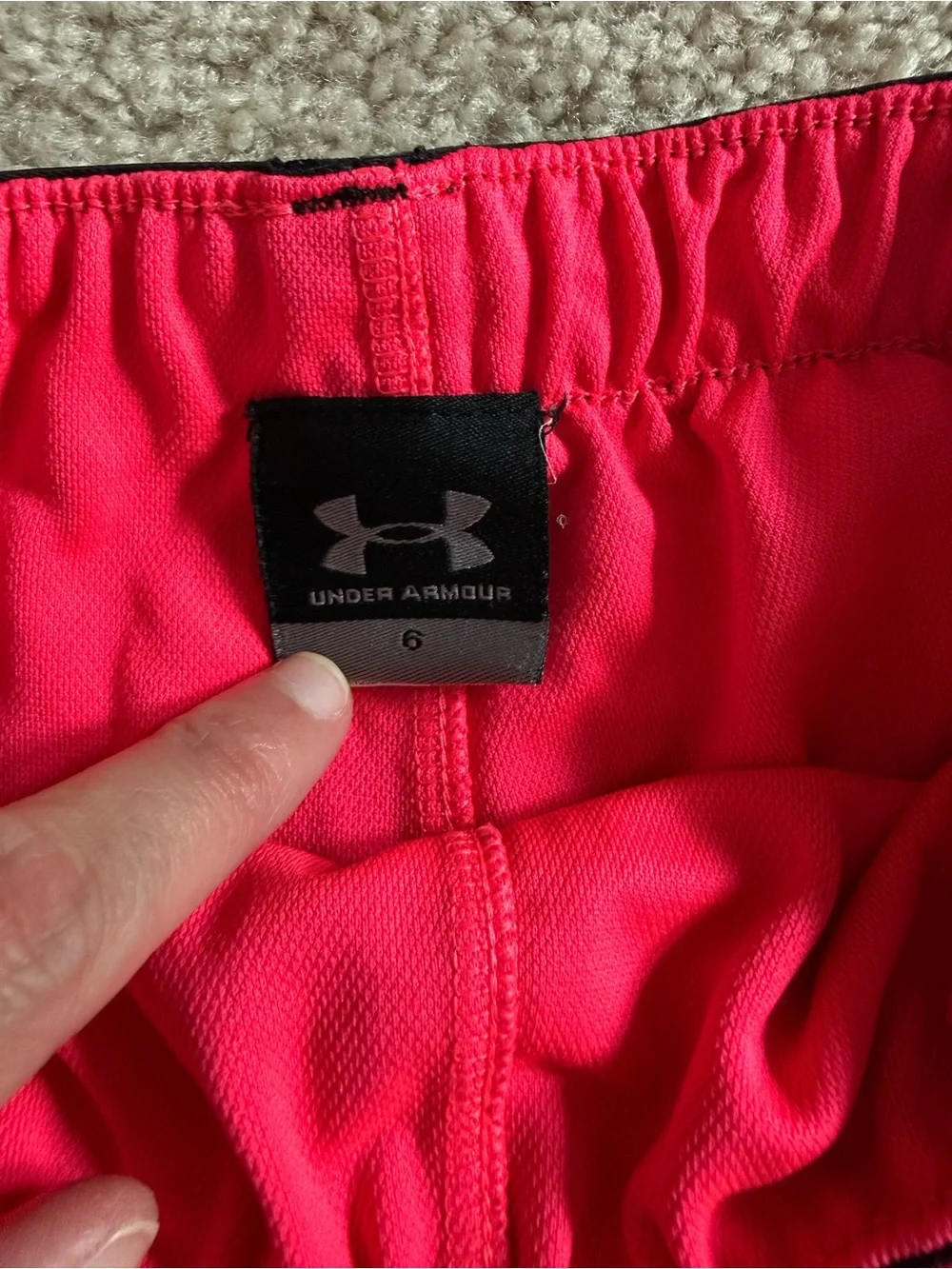 Under Armour Girls Bright Pink Athletic Shorts with Logo Waistband